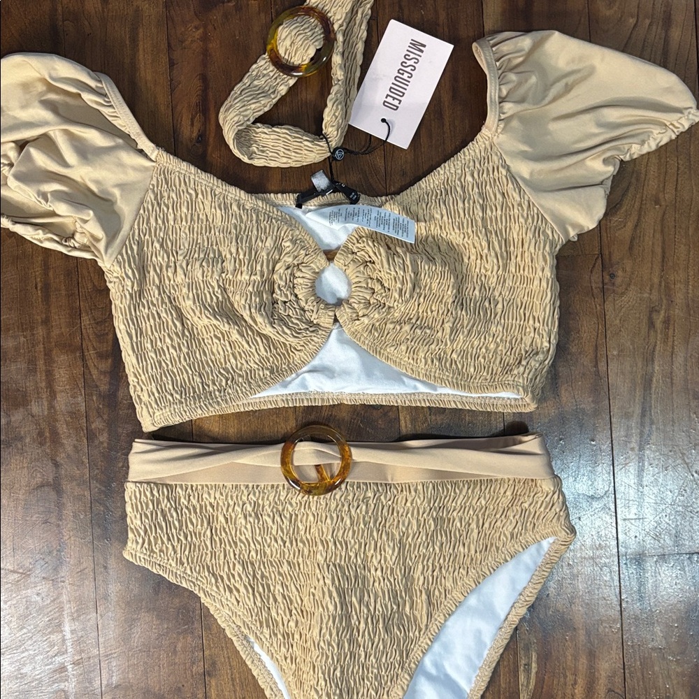 Missguided Beige Bikini Set with Headband - Picture 5 of 8